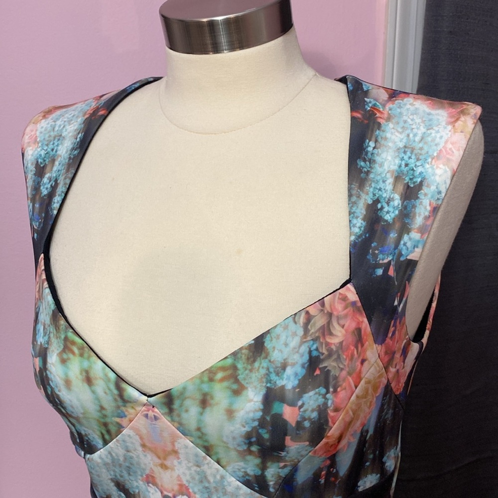 Nicole Miller Fitted Sheath Dress Abstract Floral Print Size 6 - Picture 5 of 14